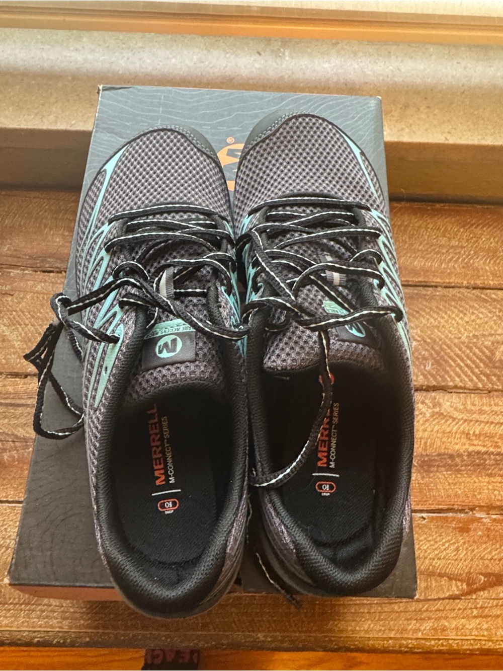 Merrell Women's Bare Access Arc Athletic Shoes - Black and Blue Accents - Picture 4 of 7